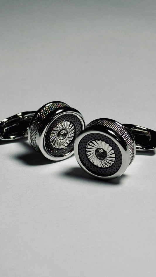 Modern Black & Silver Statement Cufflinks