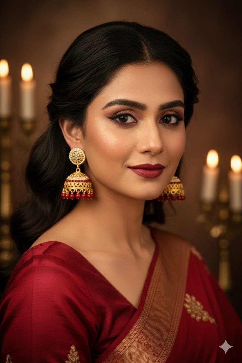 Red Beads Royal Jhumka